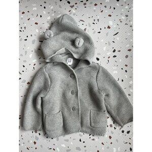 Knit Cardigan; Grey With Ears